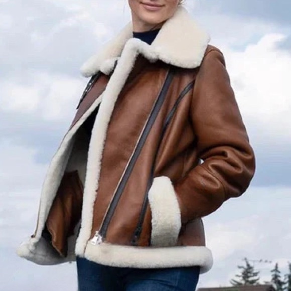 Genuine Leather and Shearling Jacket - Brown Leather - Size L - NWoT! *RARE* - Picture 11 of 11